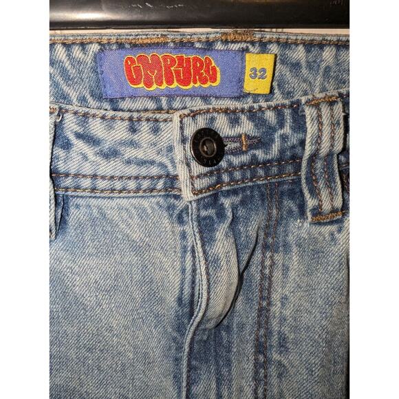 Empyre Pants Mens 30x24 Blue Patchwork Relax Straight Skate Y2K Jeans Bottoms - Picture 6 of 15